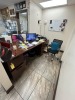 LOT - WOOD DESK WITH 2 DRAWER LATERAL FILE CABINET & ROLLING OFFICE CHAIR