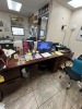 LOT - WOOD DESK WITH 2 DRAWER LATERAL FILE CABINET & ROLLING OFFICE CHAIR - 2