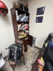 LOT - L-SHAPE DESK, HUTCH, BOOKSHELF (DAMAGED), CABINET & ROLLING OFFICE CHAIR - 5