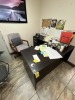 LOT - L-SHAPE DESK, 2 CHAIRS & 1 ROLLING OFFICE CHAIR