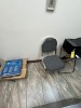 LOT - L-SHAPE DESK, 2 CHAIRS & 1 ROLLING OFFICE CHAIR - 2