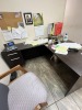 LOT - L-SHAPE DESK, 2 CHAIRS & 1 ROLLING OFFICE CHAIR - 4
