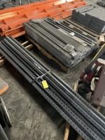 PALLETS & PILES OF ASSORTED GRAY SHELVING PARTS