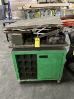 GREEN ROLLING CART WITH CONTENTS