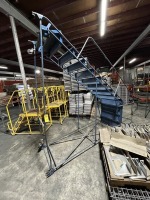 9-STEP ROLLING WAREHOUSE LADDER (MISSING 2 WHEELS)