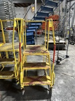 YELLOW 3-STEP ROLLING PLATFORM LADDER