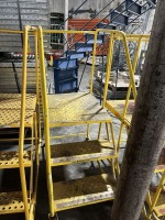 YELLOW 3-STEP ROLLING PLATFORM LADDER