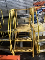 YELLOW 3-STEP ROLLING PLATFORM LADDER