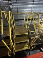 YELLOW 3-STEP ROLLING PLATFORM LADDER