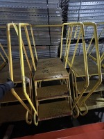 YELLOW 3-STEP ROLLING PLATFORM LADDER
