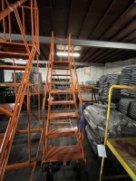 ORANGE 9-STEP ROLLING WAREHOUSE LADDER