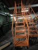ORANGE 9-STEP ROLLING WAREHOUSE LADDER