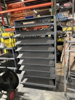 DOUBLE SIDED SHELVING UNIT ON WHEELS
