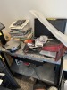LOT - DESK WITH GLASS TOP / CHAIR / FILE CABINET / METAL WORK TABLE - 4