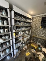 FILLON TECHNOLOGIES PAINT MIXING MACHINE WITH APPROXIMATELY 75-100 CANS OF PAINT