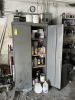 GRAY METAL CABINETS WITH CONTENTS - SANDING DISCS, PAINT, ETC
