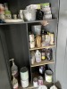GRAY METAL CABINETS WITH CONTENTS - SANDING DISCS, PAINT, ETC - 2