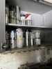 GRAY METAL WALL CABINETS WITH CONTENTS (MOUNTED) - PAINTING CHEMICALS, ETC - 2