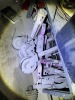 LOT ASSORTED - FRONT LOFT SECTION - MITRE SAWS, DIVE TANKS, METAL PIPES, PRESSURE CLEANER, CAR PARTS, TIRES, PAINT SPRAYER, HOSE REEL, HEADLIGHTS, PLASTIC TANKS, HYDRAULIC PIPE BENDER, ARC WELDER, PROPS, SHELVING UNITS, ETC ***MUST HAVE FORKLIFT*** - 15