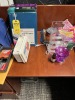 LOT ASSORTED OFFICE & PARTY SUPPLIES - SCISSORS, STAPLER, LABELS, PAPER TABLE CLOTHS, ETC - 2