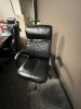 DARK WOOD COLOR CONFERENCE TABLE (14'x54'') WITH CENTER ACCESS WITH COLAMY BLACK LEATHER ROLLING CHAIRS - 3