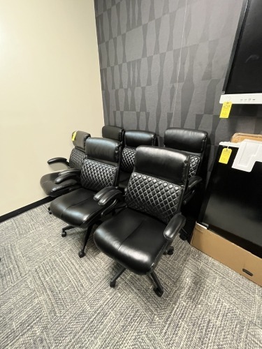 COLAMY BLACK LEATHER ROLLING CHAIRS