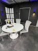 ROUND SILVER & WHITE TABLE (4' DIAMETER) WITH 4 SILVER CHAIRS - 2
