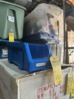 BLUE PLASTIC STORAGE BINS