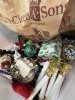 LOT ASSORTED CHRISTMAS DECOR - ARTIFICIAL CANDLES, CERAMIC SNOWMAN, SANTA, STOCKINGS, ETC (1 TOTE) - 4