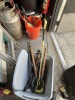 ASSORTED TOOLS - PRUNER, HAMMERS, SAW, COME-A-LONG, ETC (1 TOTE)