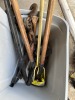 ASSORTED TOOLS - PRUNER, HAMMERS, SAW, COME-A-LONG, ETC (1 TOTE) - 2
