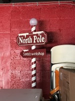 NORTH POLE DECOR WITH LIGHTS - BATTERY OPERATED - APPROXIMATELY 5' TALL