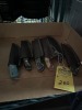 ASSORTED ACRYLIC HANDLE KNIVES WITH LEATHER SHEATHS - 2