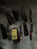 ASSORTED ACRYLIC HANDLE KNIVES WITH LEATHER SHEATHS - 3