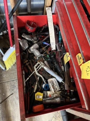 CONTENTS OF DRAWER - HOLE SAW, PNEUMATIC DRILLS, SNIPS, ETC (LOCATED IN HOLLYWOOD, FL)