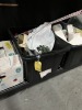 ASSORTED DECOR - CHRISTMAS, CERAMIC BASKET, RIBBON, ETC (1 TOTE)