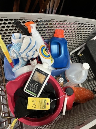 LOT ASSORTED CLEANING SUPPLIES - TEAK CLEANER, STAIN REMOVER, DUST PANS, ETC