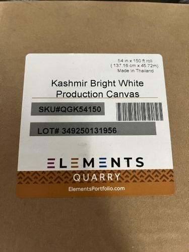 ROLL ELEMENTS KASHMIR BRIGHT WHITE PRODUCTION CANVAS - 54''x150' (NEW IN BOX)