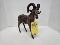 Vintage Leather Wrapped Ram Sculpture