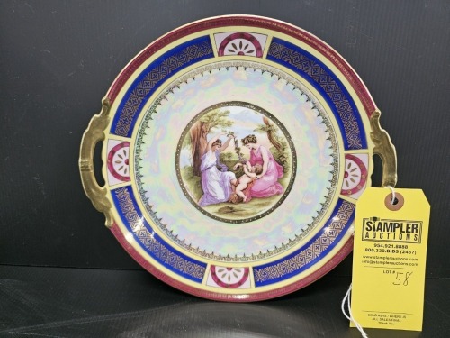 Antique Royal Vienna Double Handled Cake Plate