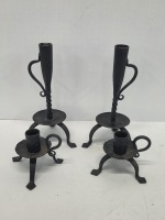Vintage Hand Made Spanish Revival Wrought Iron Candle Holders