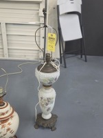 Hand Painted Milk Glass Table Lamp