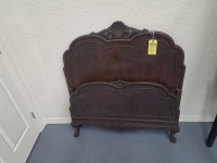French Provincial Style Carved Mahogany Bed Frame