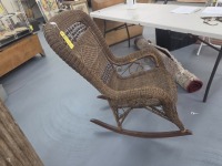 Victorian Style Woven WIcker Rocking Chair