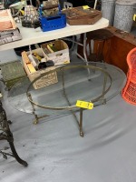 Brass Hoof Foot End Table with Glass Top