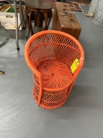 Childs Orange Wicker Chair