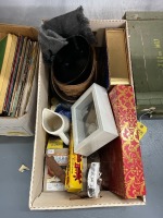 Lot Assorted - Bath Care, Vases, Baskets, Toy Train, More