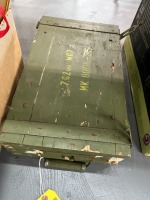 Wood Ammo Box with Assorted Military Belts