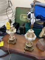 Porcelain Capodimonte Lamps with Brass Bases