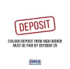 $10,000 DEPOSIT FROM HIGH BIDDER MUST BE PAID BY THURSDAY, OCTOBER 29, 2026